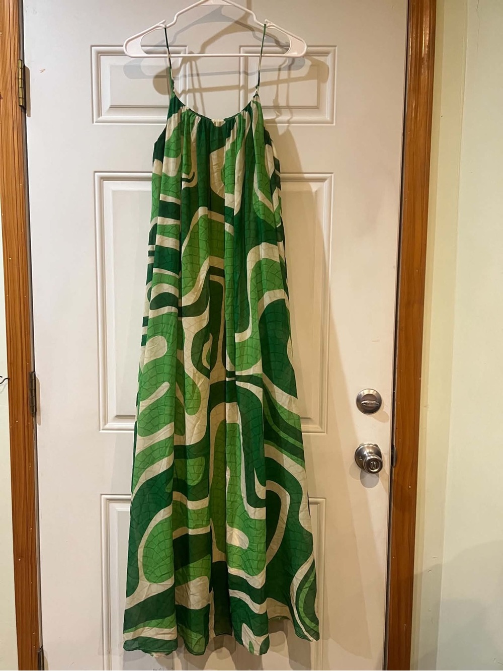 Farm Rio Green Abstract Print Spaghetti-Strap Maxi Dress Size Small
